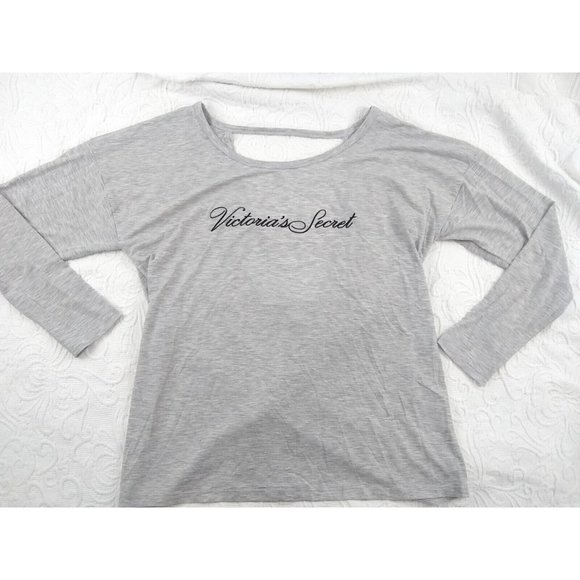 Victoria's Secret Gray embroidered long sleeves top with open back detail size L - Picture 4 of 12